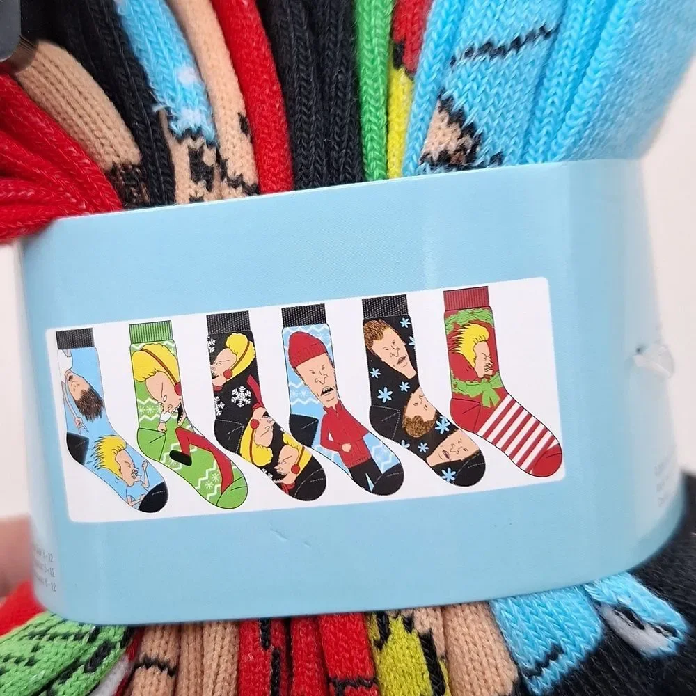 Beavis and butthead MTV Christmas socks 6 PAIR HOLIDAY
